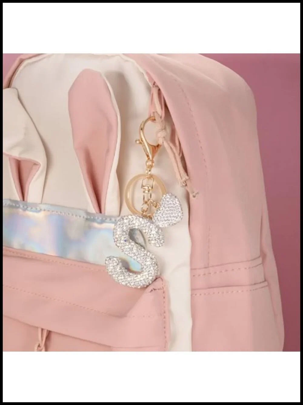 Bling Initial Keychain with Heart Rhinestone for Backpack Handbag